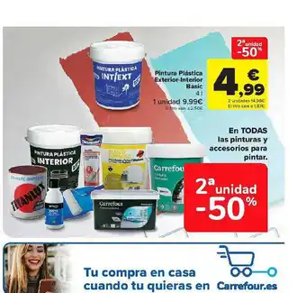 Carrefour 2a Unidad -50% Pintura Plástica Exterior-interior Basic oferta