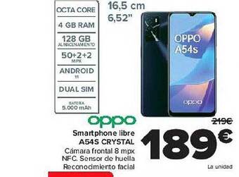 Carrefour Oppo Smartphone Libre A54s Crystal oferta