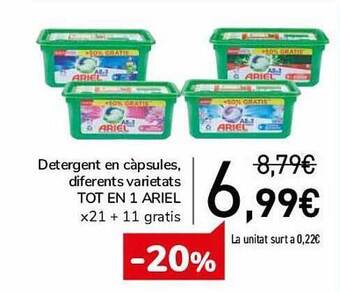 Detergent En Càpsules Diferents Varietats Tot En 1 Ariel