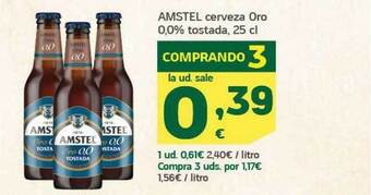 HiperDino Amstel Cerveza Oro 0.0% Tostada oferta