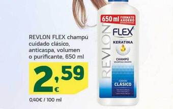 HiperDino Revlon Flex Champú Cuidado Clásico Anticaspa Volumen O Purificante oferta