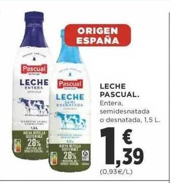 Supercor Leche Pascual Entera Semidesnatada O Desnatada oferta