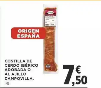 Supercor Costilla De Cerdo Ibérico Adobada O Al A Jillo Campovilla Kg oferta
