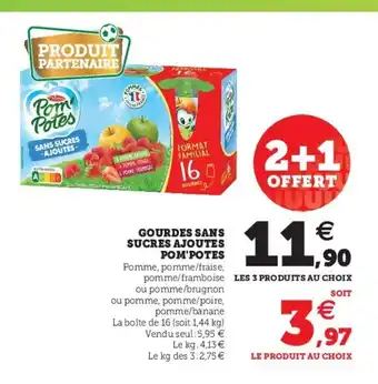 Super U Gourdes sans sucres ajoutes pom'potes offre