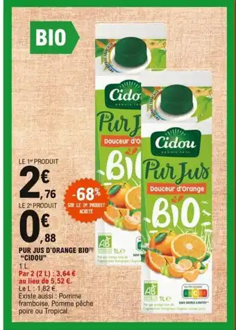 E.Leclerc Cidou Pur Jus d'Orange Bio offre