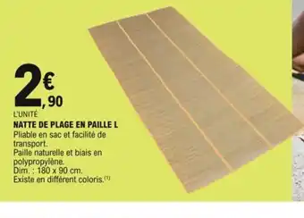 E.Leclerc Natte de Plage En Paille L offre