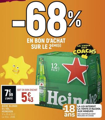 Petit Casino Heineken bière blonde 5% vol. offre