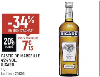 Petit Casino Ricard pastis de marseille 45% vol. offre