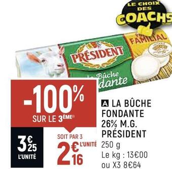 Spar Président la bûche fondante 26% m.g. offre