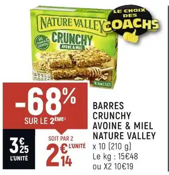 Spar Nature valley barres crunchy avoine & miel offre