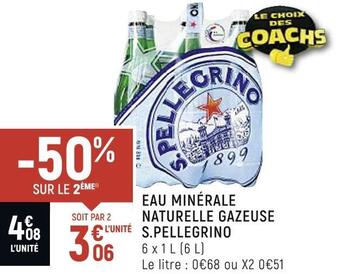 Spar S.pellegrino eau minérale naturelle gazeuse offre