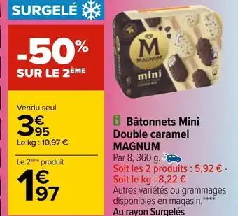 Carrefour Miko bâtonnets mini double caramel offre