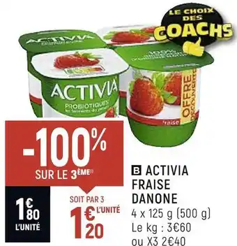 Spar Danone activia fraise offre