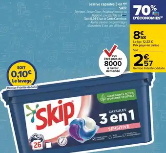 Carrefour Skip lessives lessive capsules 3 en 1 offre