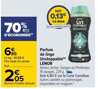 Carrefour Lenor parfum de linge unstoppable offre