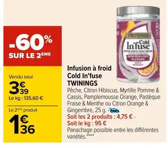 Carrefour Twinings infusion à froid cold in'fuse offre