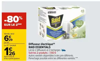 Carrefour Raid essentials diffuseur électrique offre