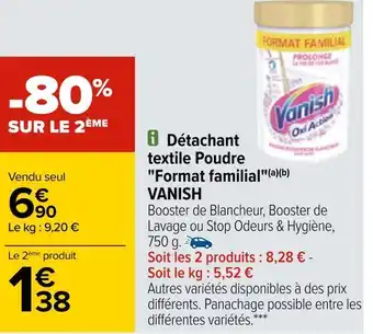 Carrefour Vanish détachant textile poudre format familial offre