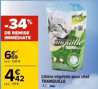 Carrefour Tranquille litière végétale pour chat offre