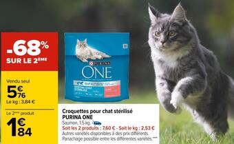 Carrefour Purina one croquettes pour chat stérilisé offre