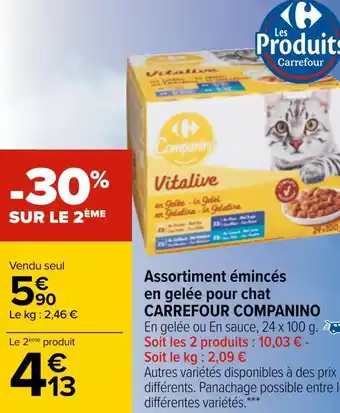 Carrefour Carrefour companino assortiment émincés en gelée pour chat offre