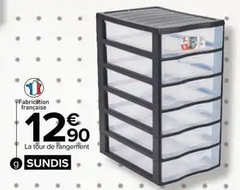 Carrefour Sundis tour de rangement organix 6 tiroirs, format a4 offre