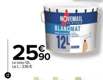 Carrefour Peinture blanche murs et plafonds mat 12l offre