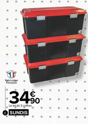 Carrefour Sundis lot de 3 coffres de rangement de 75l camper offre