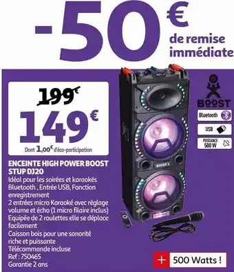Auchan Enceinte high power boost stup dj20 offre