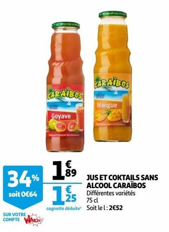 Auchan Jus et coktails sans alcool caraïbos offre