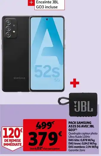 Auchan Pack samsung a52s 5g avec jbl go3(1) offre
