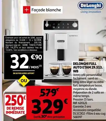 Auchan Delonghi full auto etam 29.513. wb offre