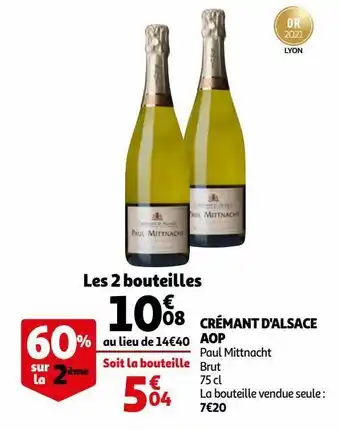 Auchan Supermarché Crémant d'alsace aop offre