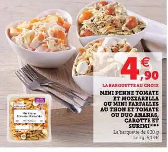 Super U Mini penne tomate et mozzarella offre