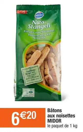 Migros Bâtons aux noisettes midor offre