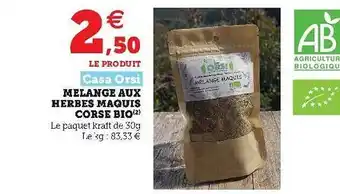 Super U Mélange Aux Herbes Maquis Corse Bio Casa Orsi offre