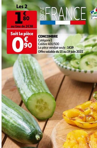 Auchan Supermarché Concombre offre
