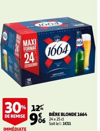 Auchan Supermarché Bière Blonde 1664 offre