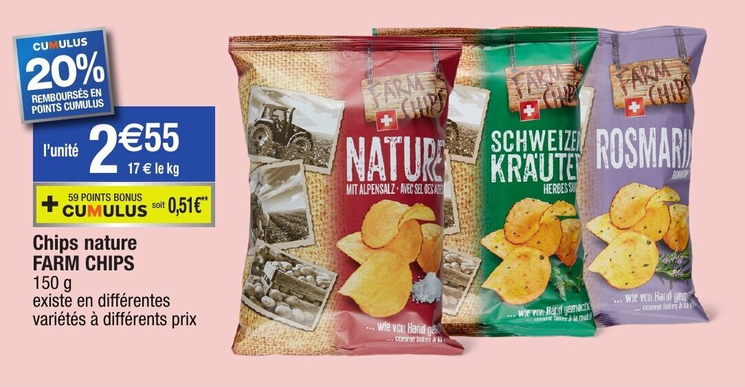 Promo Chips Nature Farm Chips chez Migros