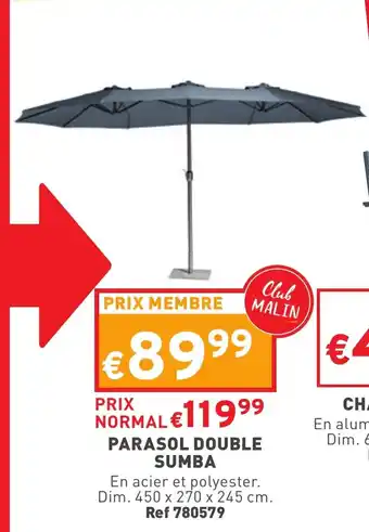 Trafic Parasol Double Sumba offre