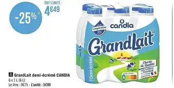Géant Casino Grandlait Demi-écrémé Candia offre