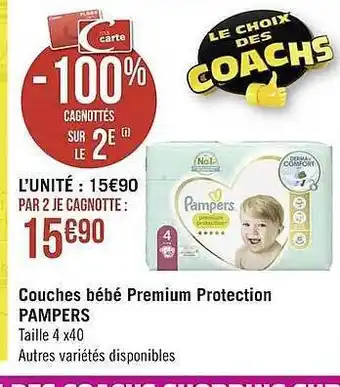 Géant Casino Couches Bébé Premium Protection Pampers offre