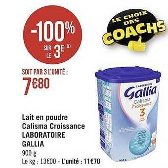 Géant Casino Lait En Poudre Calisma Croissance Laboratoire Gallia offre