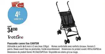 Géant Casino Poussette Canne Fixe Cantor Trottine offre