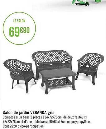 Géant Casino Salon De Jardin Veranda Gris offre