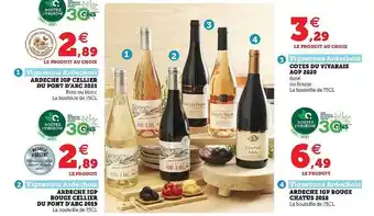 ArdĂšche Igp Cellier Du Pont D'arc 2021 Vignerons Ardechois, ArdĂšche Igp Rouge Cellier Du Pont D'arc 2019, CĂŽtes Du Vivarais A