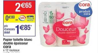 Cora x Carrefour Papier Toilette Blanc Double épaisseur Cora offre