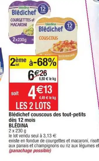 Cora x Carrefour Blédichef Couscous Des Tout-petits Dès 12 Mois Blédina offre