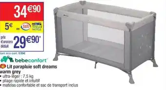 Cora x Carrefour Lit Parapluie Soft Dreams Warm Grey Bebeconfort offre