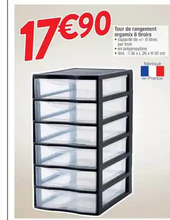 Cora x Carrefour Tour De Rangement Organix 6 Tiroirs offre